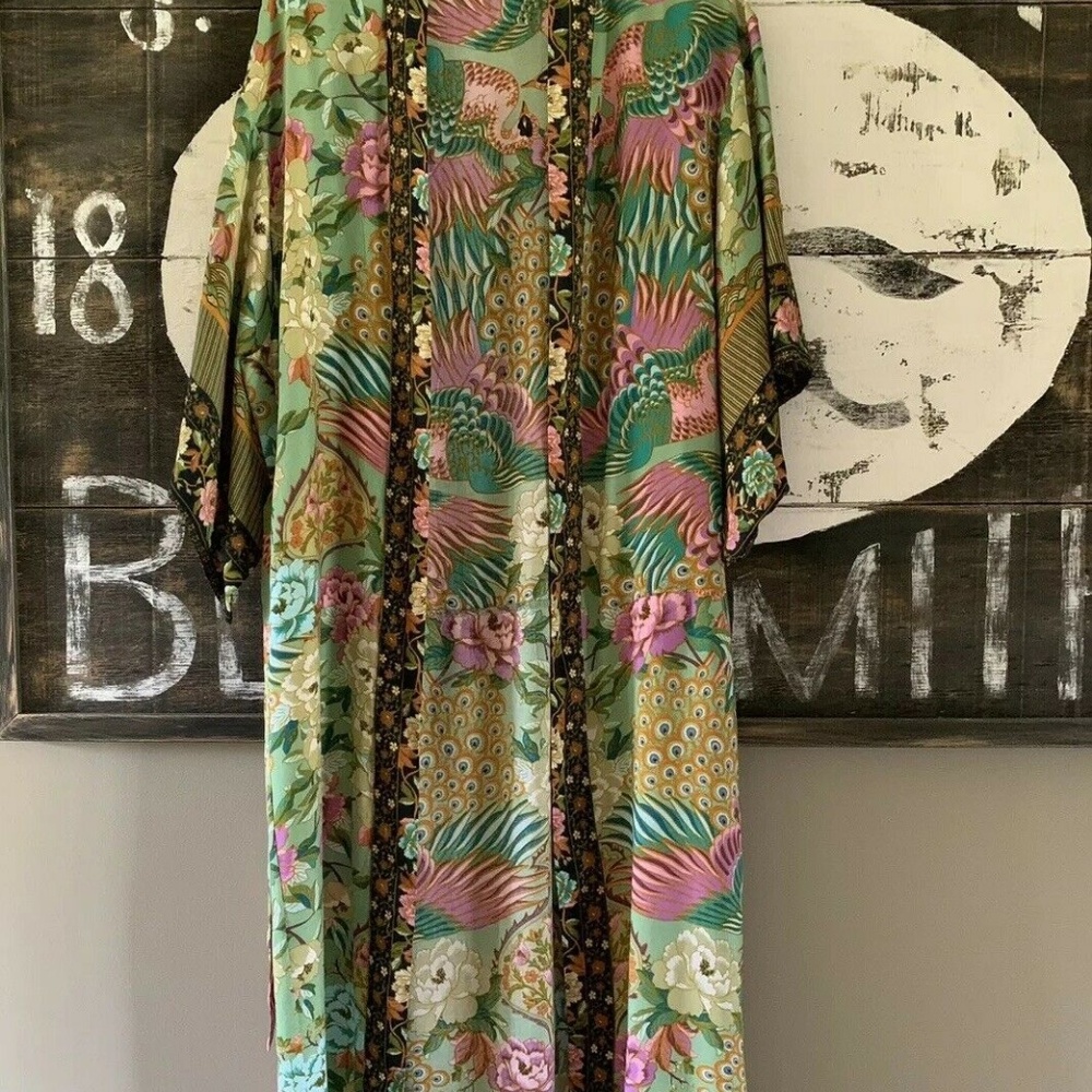 Bohemian Floral Peacock Kimono Duster Jacket - Picture 3 of 8